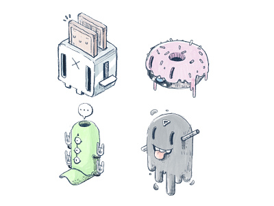 Critters character design funny game icon illustration isometric