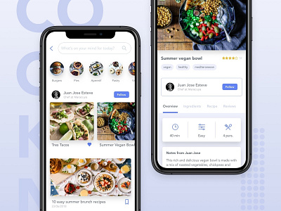 Let's cook app cards cooking design icons recipes search tabs ui uidesign