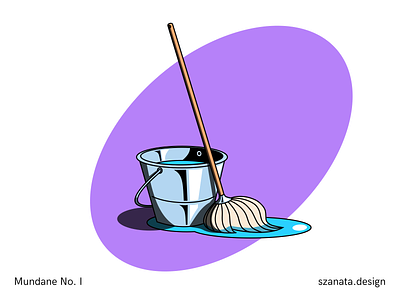 Mundane No. I: Mop & Bucket artwork bucket cartoon clean cleaner illustration inkscape janitor mop vector wet