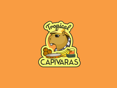 Tropical Capivaras Emblem animal capibara emblem illustration