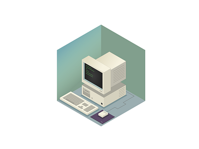 90's PC computer illustration isometric isometric art squares vector