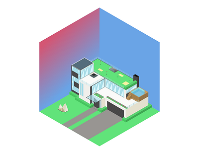 Isometric mansion architecture house illustration isometric isometric art squares vector