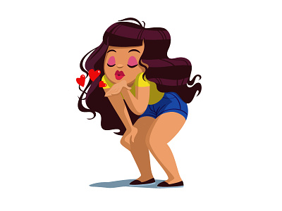 Brunette brunette cartoon character girl hair kiss lovely sexy wavy woman