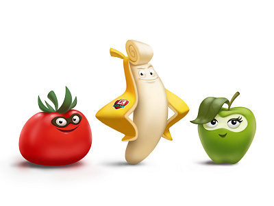 Characters Design for Kaufland 2d apple banana cartoon character character concept character design fruits healthy food tomato veggies