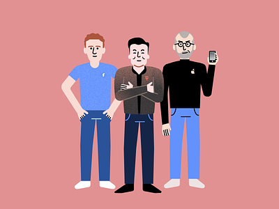 Silicon trio characters elon musk figma graphic design illustration silicon valley steve jobs zuckerberg