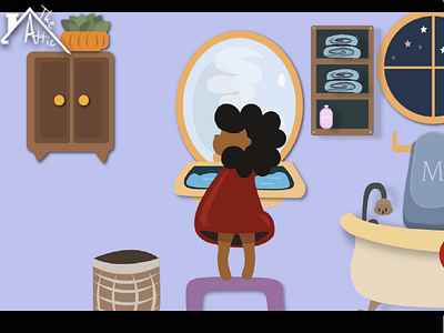 Bathroom Scene - The Attic bathroom childrens books illustration interactive storytelling the attic