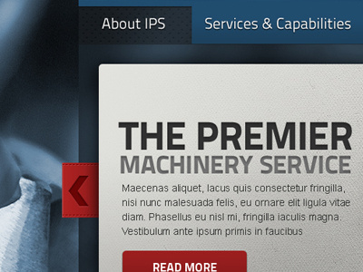 Premier Machinery big background blue cta machine metal red tabs texture