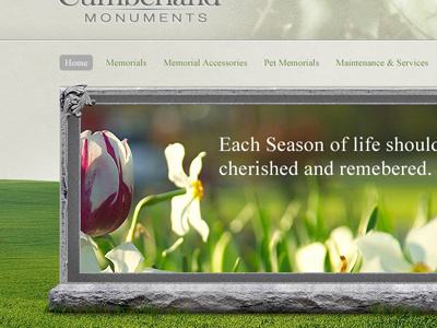 Monument Website flower green stone tan texture web design