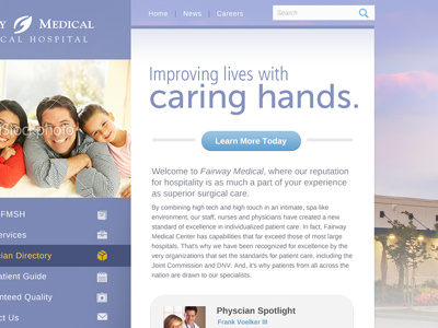 Caring Hands button family lavender medical museo sans vertical navigation white