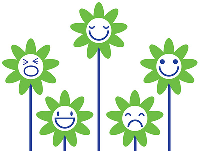 Flowers have feelings too anthropomorphism bright colours flower faces flowers illustration