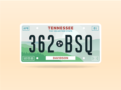 Tennessee license plate design adobe illustrator bob qian design flat landscape license modern mountains nature plate smoky tennessee