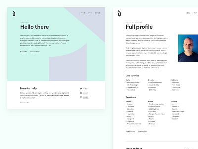 Portfolio site v3 - Home and Profile portfolio sketch website design