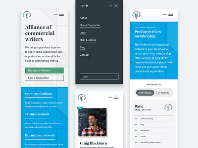 ProCopywriters mobile designs