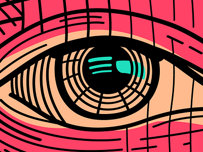 Eye See black eye flat illustration lines overlay pink teal unused vector