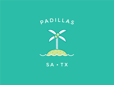 Padillas Island Burger burger green logo new palm tree simple teal waves