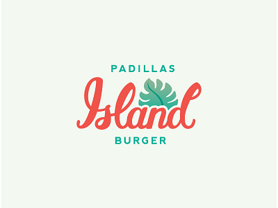 Final Logo burger green island leaf logo orange tropical vector