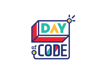 Day of Code bricks bright clean code lines red sun yellow