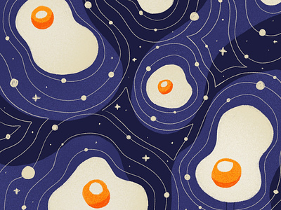 Eggs Across the Universe breakfast design eggs illustration procreate stars tokyo universe wallpaper イラスト 卵