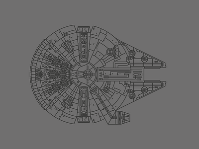 The Falcon lineart millennium falcon space spaceship star wars