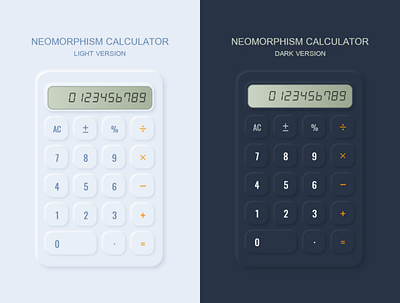 Neomorphism calculator calculator dark design light neomorphism ui uiux xd xd design xd ui kit