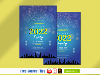New Year Flyer Design 2022 a4 size branding business identity creative design free flyer graphic design happy new year brochure illustrator new year flyer design party flyer posterdesign print design rkd graphic