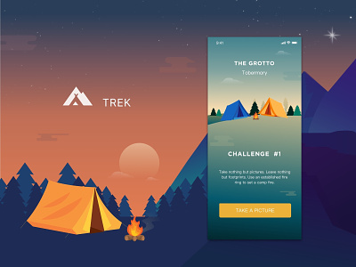 Trek app design illustration logo