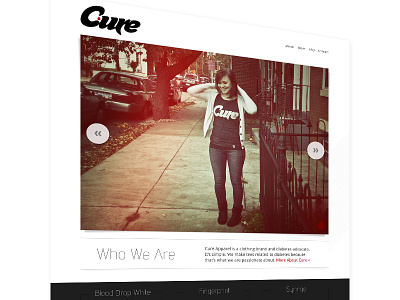 Cure Apparel design homepage image slider light leaks minimal photography web design website
