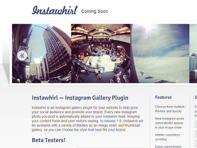 Instawhirl Coming Soon Page design landing page minimal web