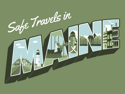 Maine Postcard maine travel travel postcard vintage vintage font