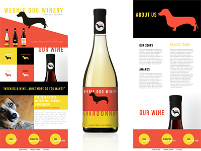 Website and Branding, Wine Company dogs red web design wine company wine website yellow