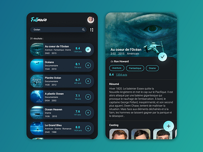 Movie App UI - Blue Ocean app daily ui design mobile mobile app mobile ui ui uidesign ux webdesign