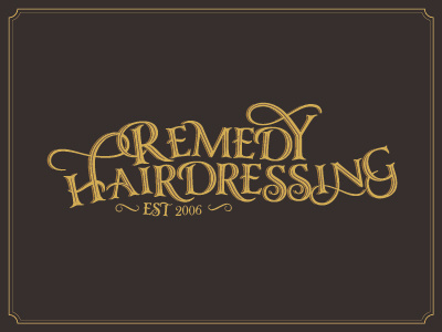 Remedy Hairdressing Logo barber beauty hairdressing logo lettering remedy typography