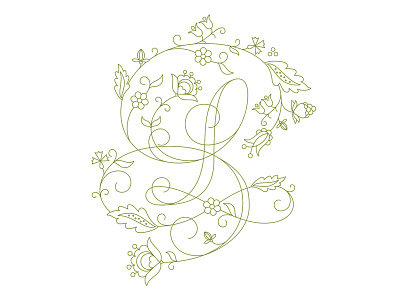 "L" Initial calligraphy dropcap feminine folk initial lettering letters swirls type typograpy