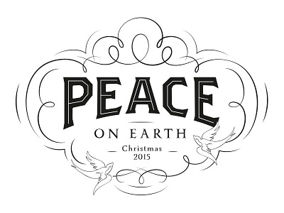 Peace christmas illustration peace swallows swirls type typography vintage wish