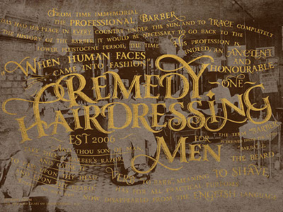 Remedy Hairdressing typographic design hair salon hairdressing lettering typographic poster typography