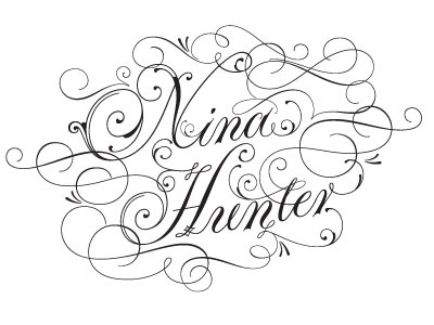 Nina Hunter Promo Card lettering ornamental swirls typography
