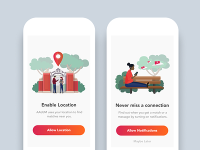 Dating App Illustrations app dating app flat illustration location mobile notifications ui uiux