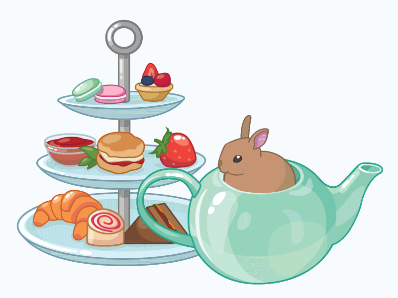 Afternoon Tea 2d animation character illustration illustrator loop rabbit teapot