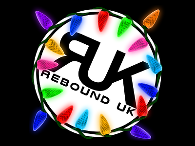 Rebound UK logo. Festive edit christmas lights logo