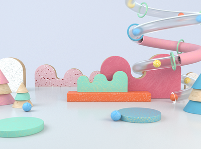 Playscape 3d cinema 4d cinema4d colorful playful redshift render