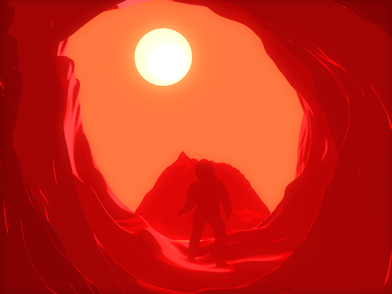 the cave 3d adobe animated gif animation astronaut c4d cinema 4d covid19 design maxon red spaced