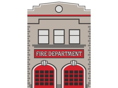 Fire Department architecture building design fire fire department firefighter firehouse graphic design illustration vintage