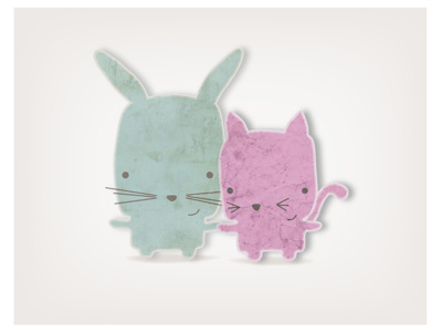 Cat & Bunny art print bunny cat children illustration