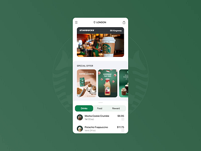 Ordering Mobile App agregator app cafe coffee e commerce foor green ios list online order order food order management ordering restaurants shop starbucks store