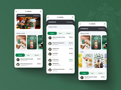 Ordering Mobile App – Menu cafe coffee design food green ios list menu mobile mobile app order order management restaurant shopping starbucks