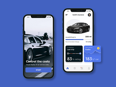 Auto Insurance App Concept app auto blue car credit score dashboard insurance ios mobile ui