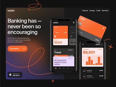 Mobile Banking App Concept 🧡 app bank bank challenger banking app black credit dashboard fintech future banking ios mobile neobank online banking orange ui