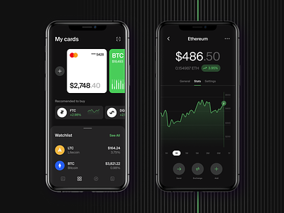 Crypto Investment Wallet bitcoin wallet blockchain btc business tool coins crypto currency crypto exchange crypto wallet dark mode ethereum financial banking interface investment nft app startup tokens trade trading app ui ux wallet