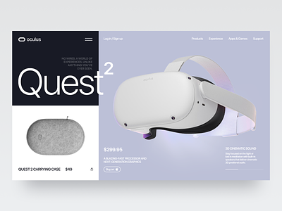 Oculus Online Store Landing Page Concept accessories brand concept e commerce grid design hero homepage interface meta minimal oculus quest shop store typography ux ui vr vr glasses vr headset website