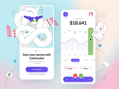 Money Manager: Expense & Budget app coin expense finance fintech graph management manager mobile money payment statistics tracker ui ux